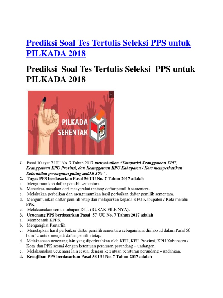 Soal Tes Tertulis Pilkada 2020