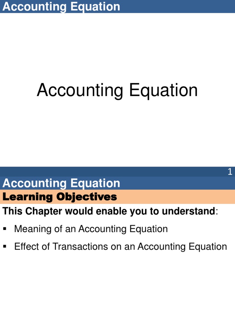 Accounting Equation 1 | PDF | Debits And Credits | Liability (Financial ...