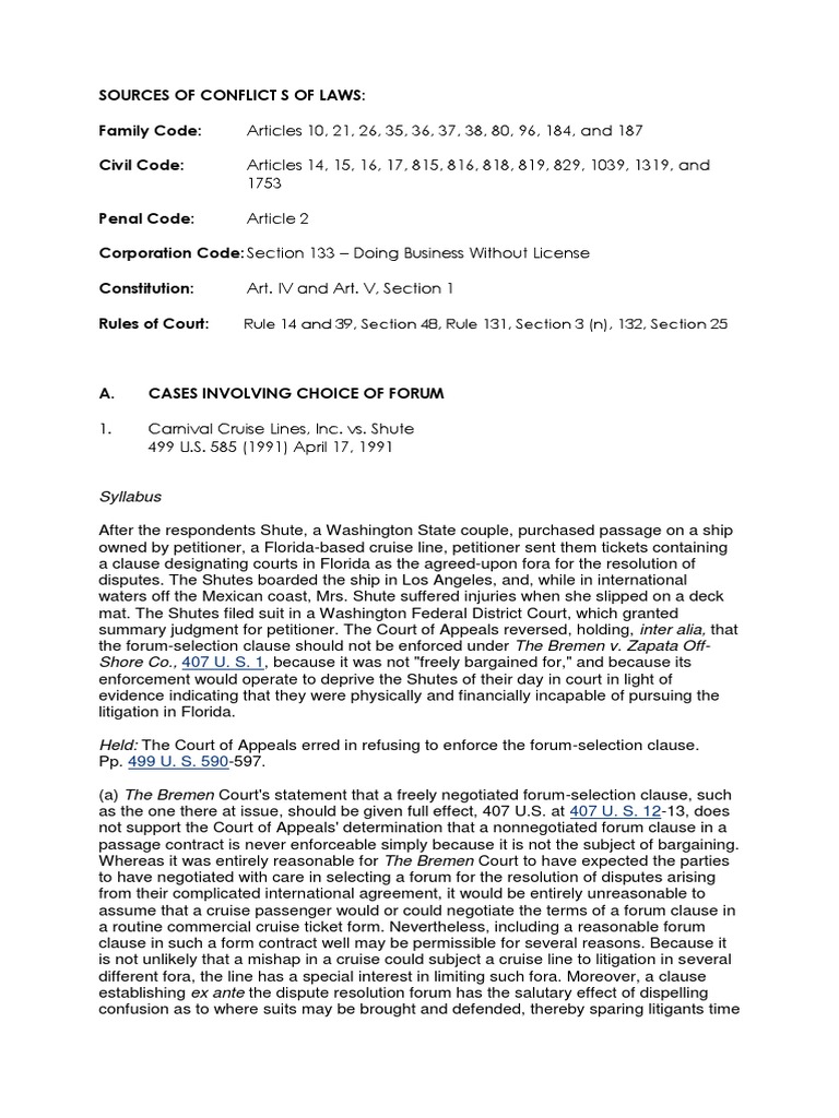 Conflict of Laws - Cases Compendium | PDF | Personal Jurisdiction | Lawsuit