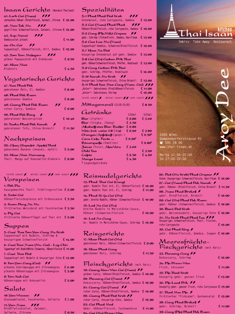 Thai Isaan Menue 2018 Online | PDF
