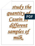 To Study The Quantity of Casein in Different Samples of Milk.