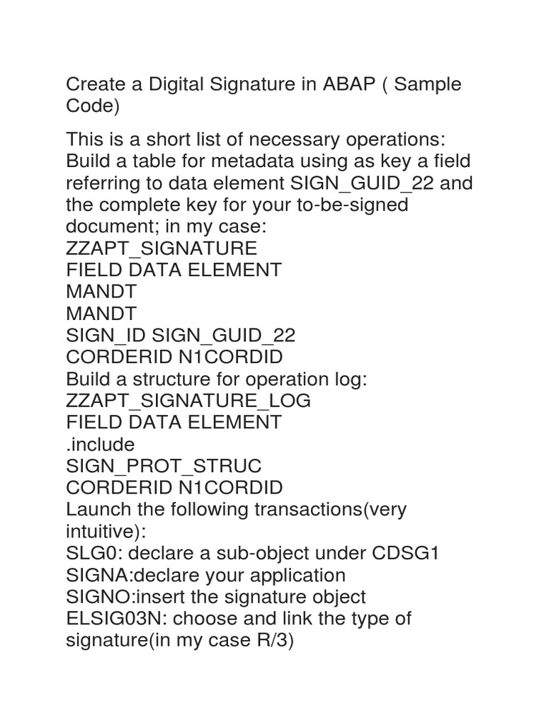 Create A Digital Signature in ABAP | PDF | Information Technology ...