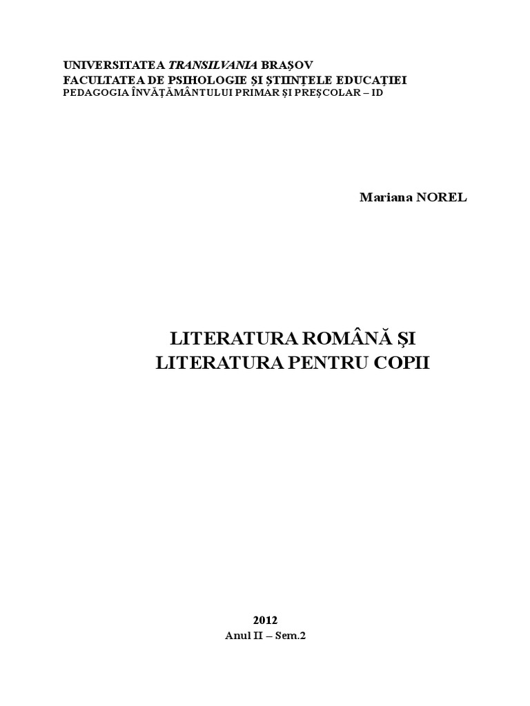 Literatura Romana Pt Copii M Norel 1