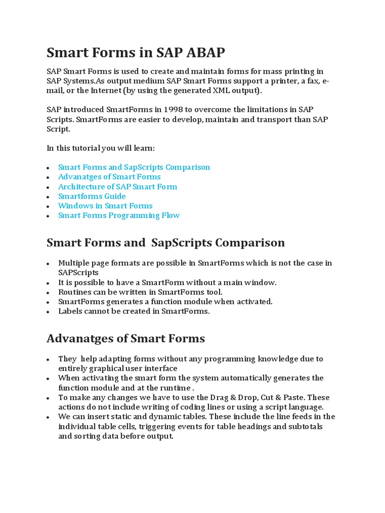 Smart Forms in SAP ABAP | PDF | Page Layout | Subroutine