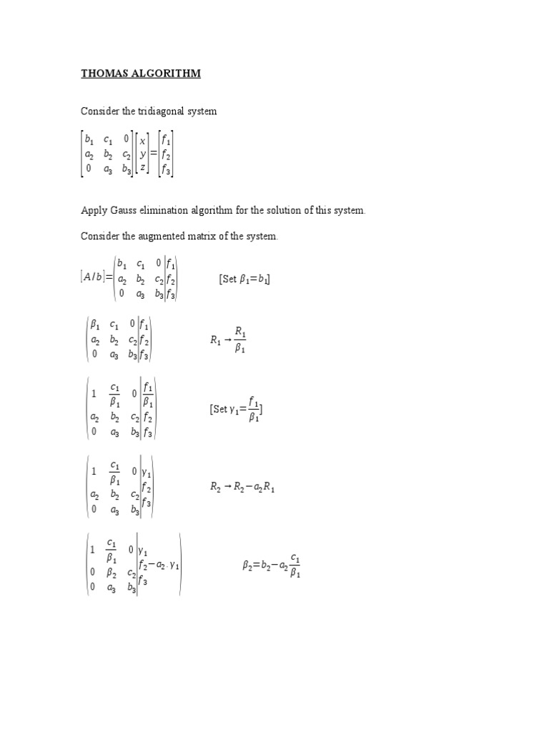 Thomas Algorithm | PDF | Linear Algebra | Computer Programming
