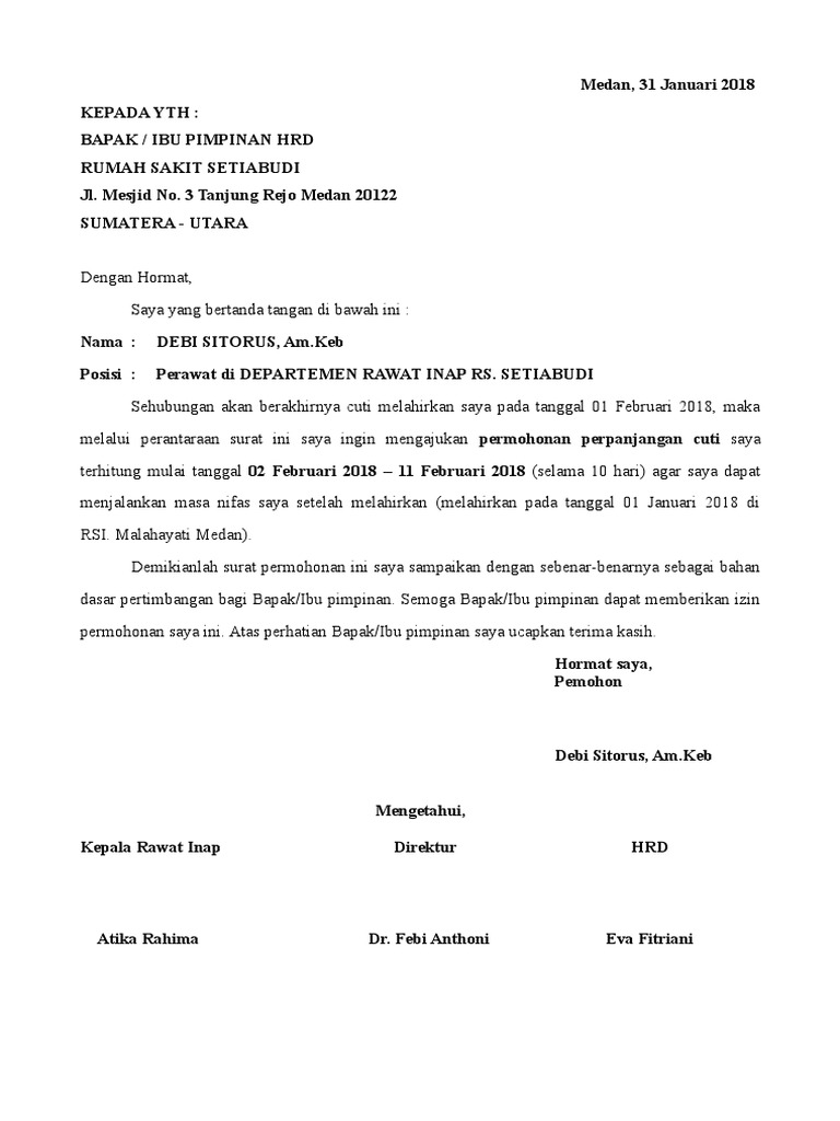 Surat Permohonan Perpanjangan Cuti