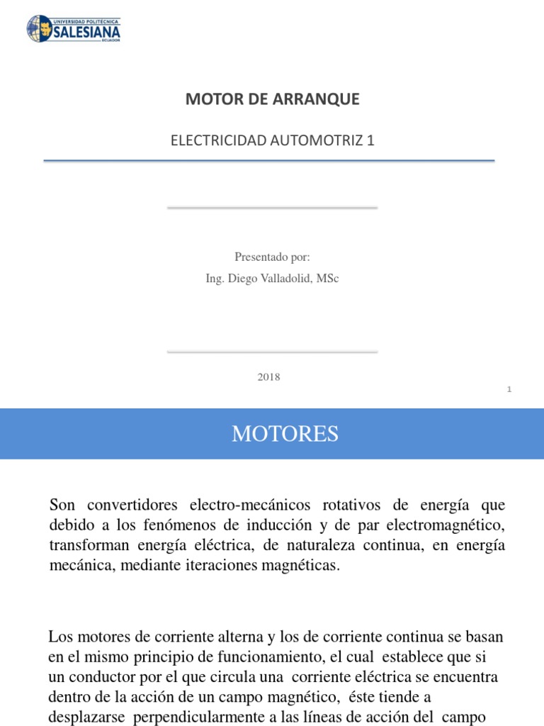 Motor de Arranque PDF | PDF | Inductor | Corriente eléctrica