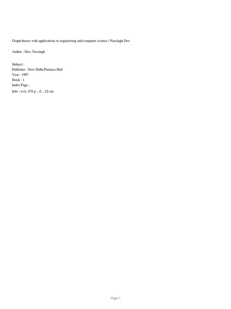 Graph Theory With Applications To Engineering and Computer Science ...