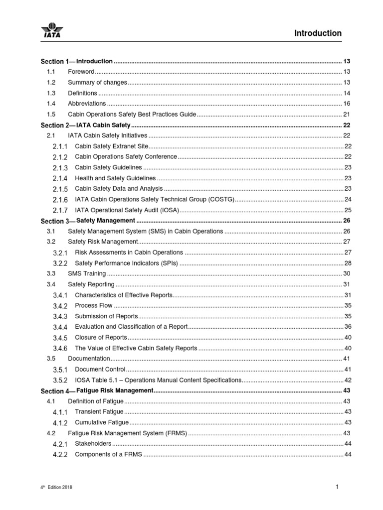 Cabin Operations Safety Best Practices Guide Ed4 Contents PDF