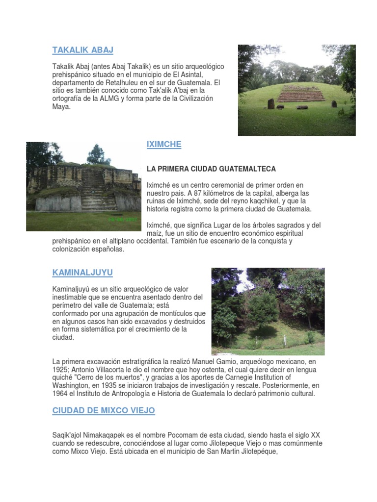 10 Sitios Arqueologicos de Guatemala | PDF | Civilización maya ...