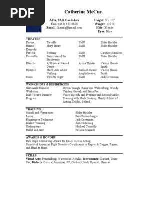 Acting Resume
