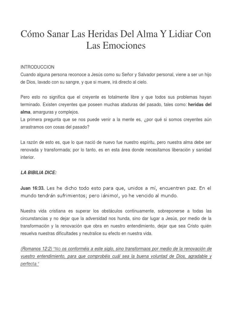 Cómo Sanar Las Heridas Del Alma Y Lidiar Con Las Emociones | PDF ...