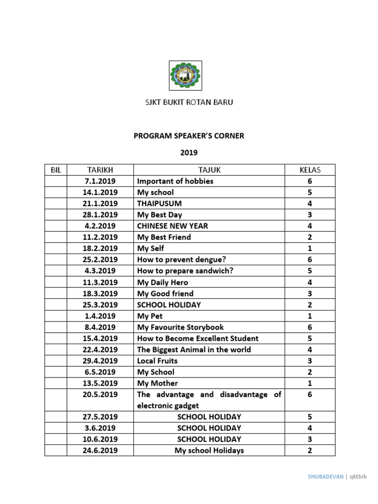 Speakers Corner PDF Malaysia Holidays