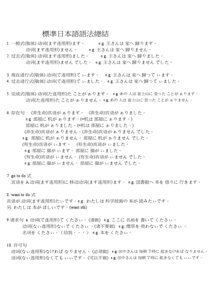 日本語語法, 日本語 文法 初心者 – くびき語法 – DADYA