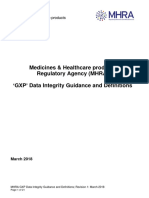 MHRA GXP Data Integrity Guidance and Definitions