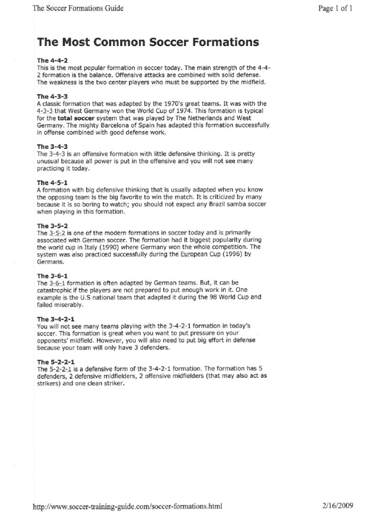 Soccer Formations Guide PDF | PDF