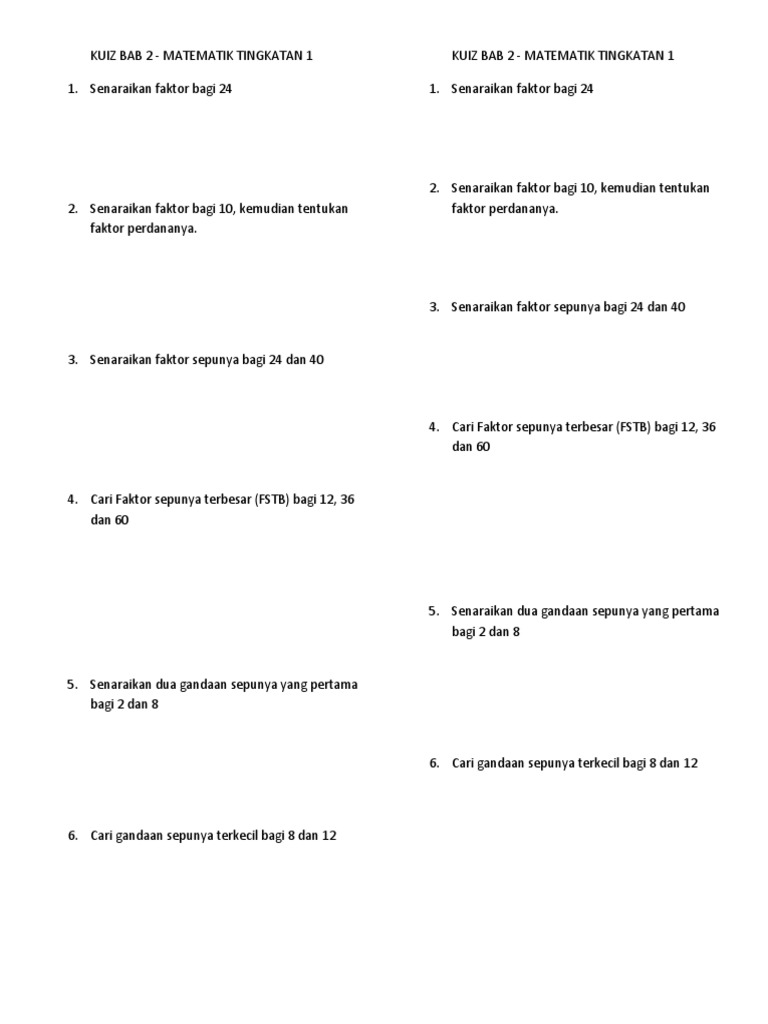 Matematik Tingkatan 1 21 2 2021 25 2 2021 Lessons Blendspace