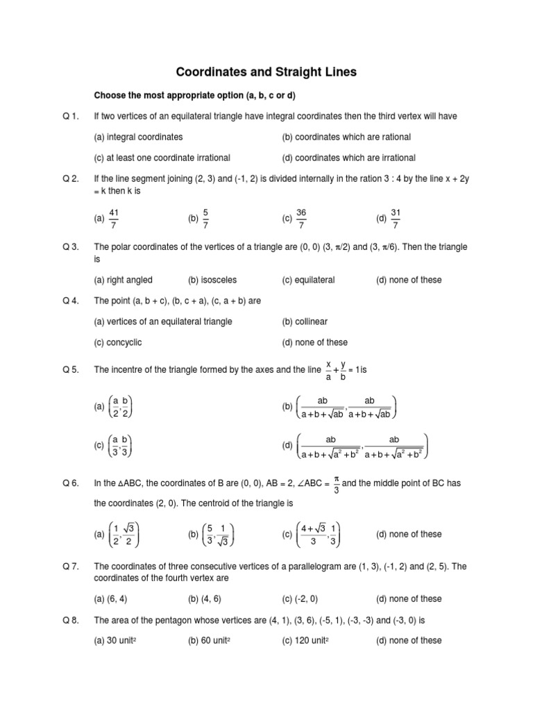 01 - Coordinates and Straight Lines | PDF | Triangle | Line (Geometry)