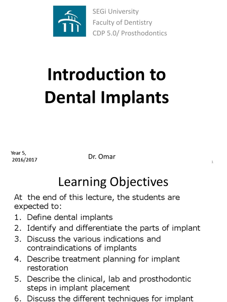 Introduction To Dental Implants 2017 PDF | PDF | Dental Implant ...