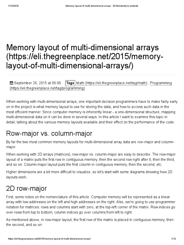 Memory Layout of Multi-Dimensional Arrays - Eli Bendersky's Website ...