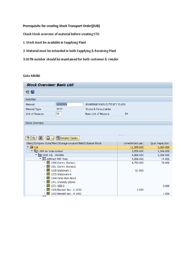 STO Process in SAP MM: Step-by-Step Guide | PDF | Finance & Money ...