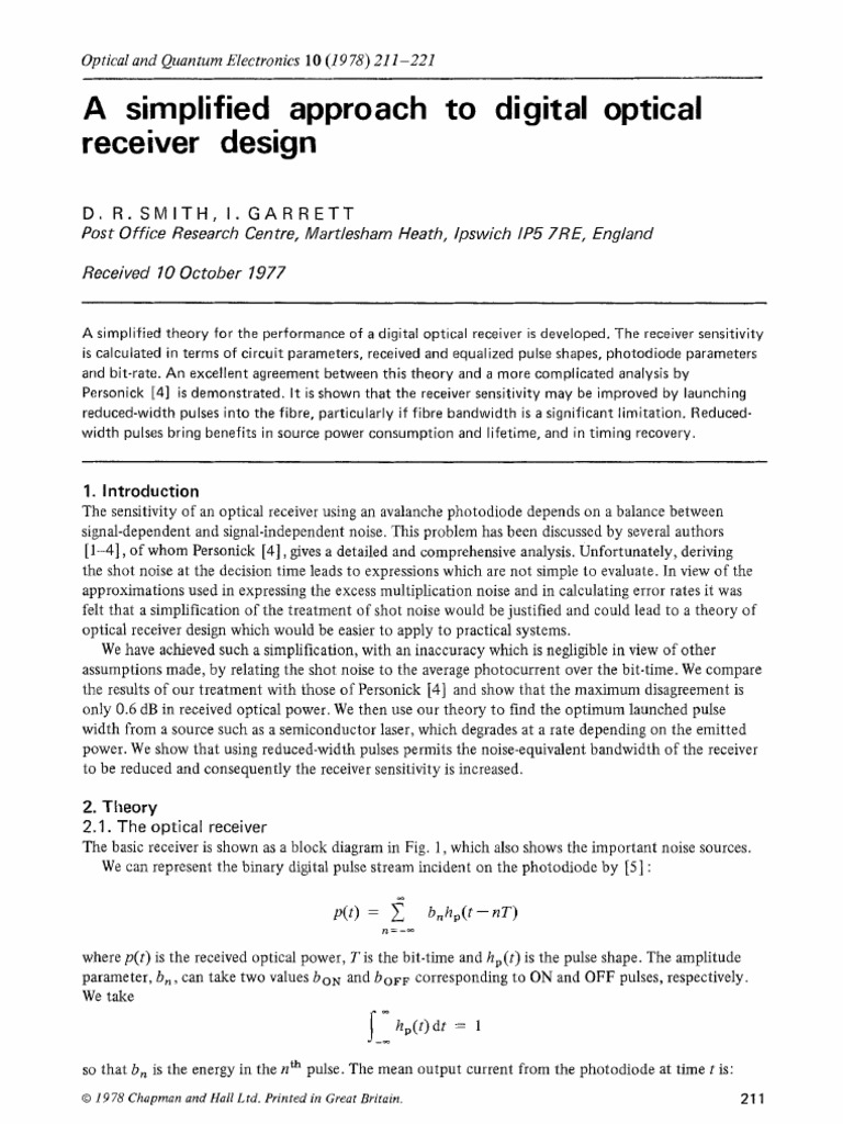 Simplified Digital Optical Receiver Design | PDF | Laser | Bandwidth ...