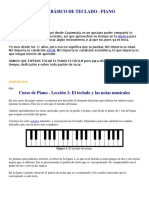 Curso básico de teclado - Lecciones iniciales sobre el teclado y las notas musicales