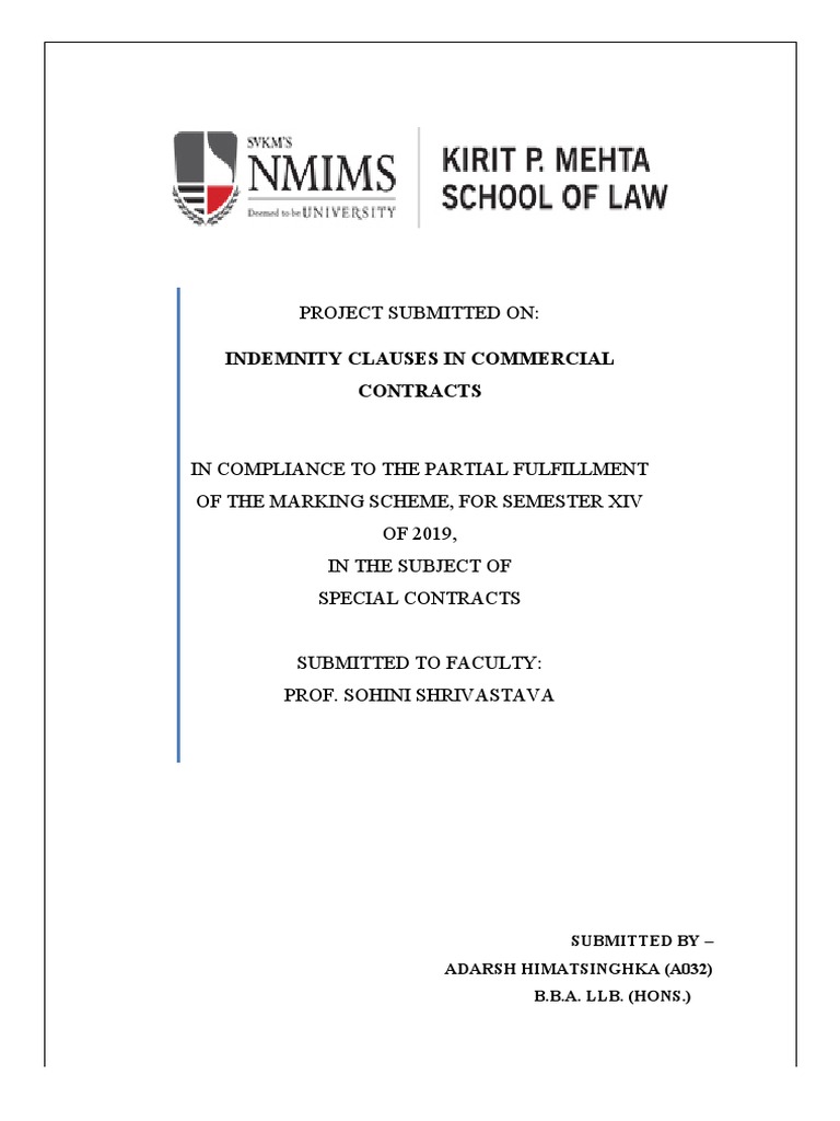 Indemnity vs contractual damages