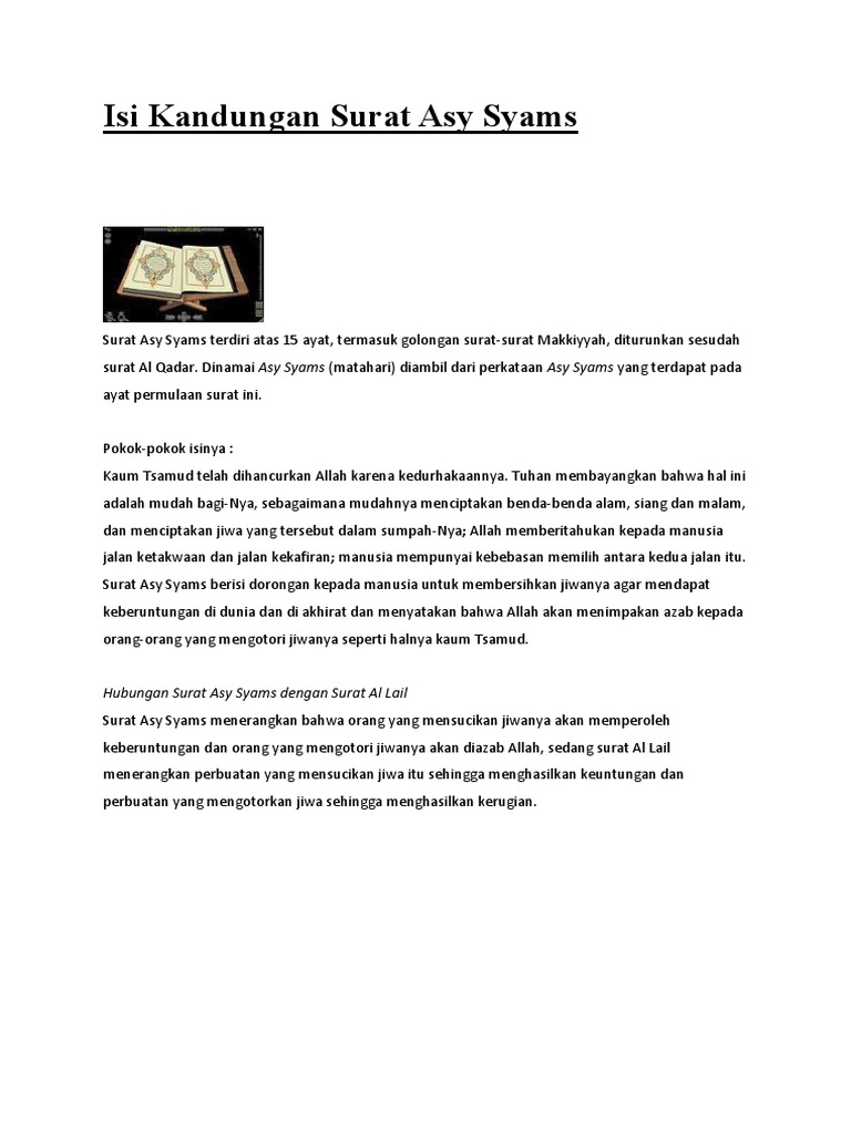 Isi Kandungan Surat Asy Syams Pdf