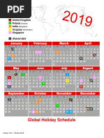 2019 Sabre Global Holiday Wall Calendar