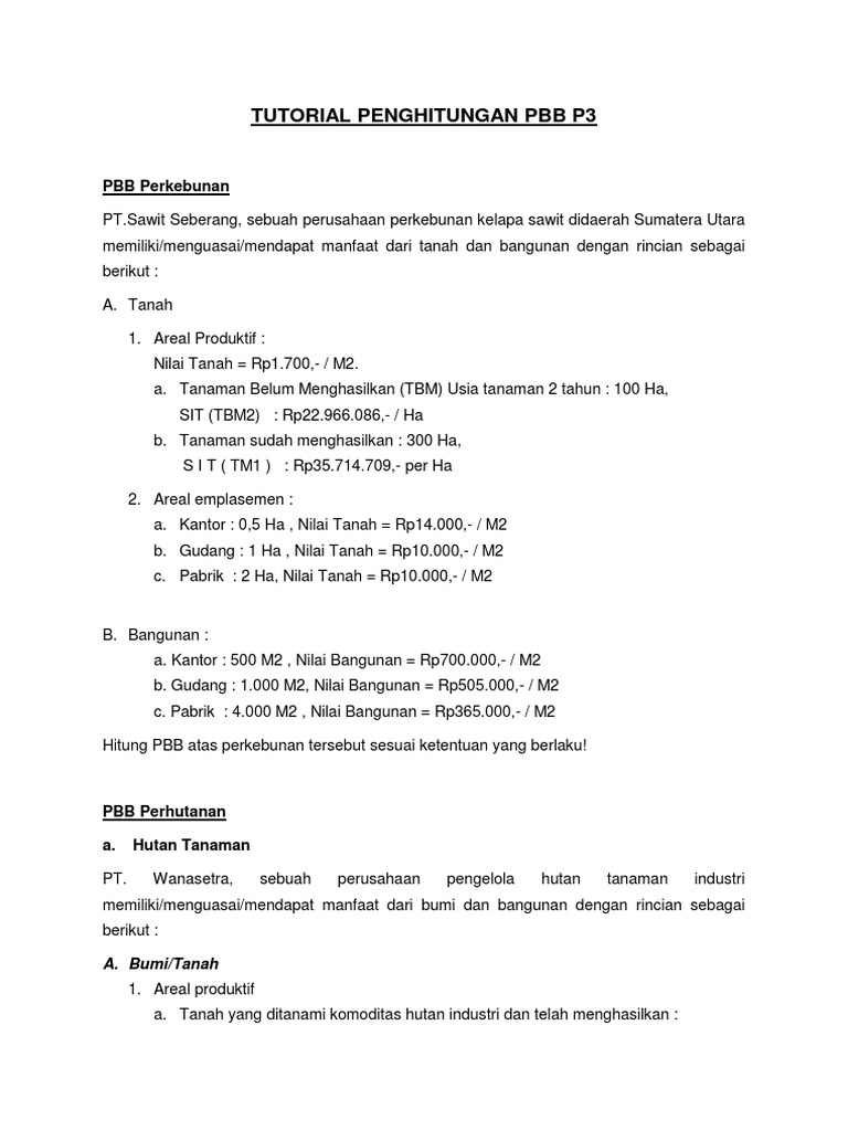 Panduan Perhitungan PBB Sektor Perkebunan | PDF | Teknologi & Rekayasa