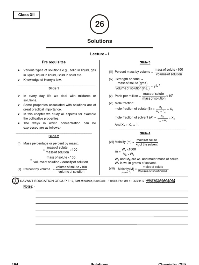 Class XII Chem | PDF | Solution | Solubility