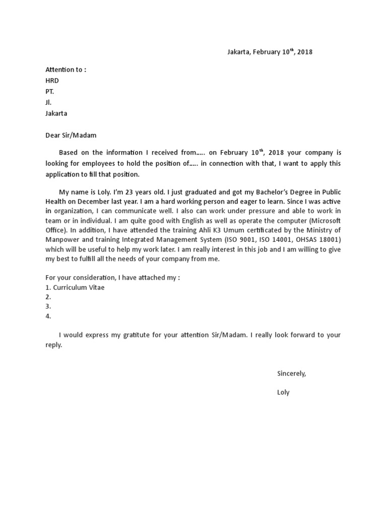 Aplication Letter k3 | PDF