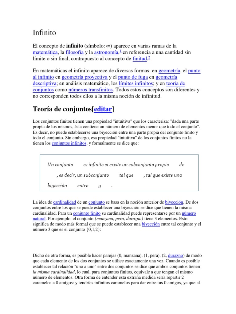 Teoría del Infinito en Matemáticas | PDF | infinito | Conjunto ...