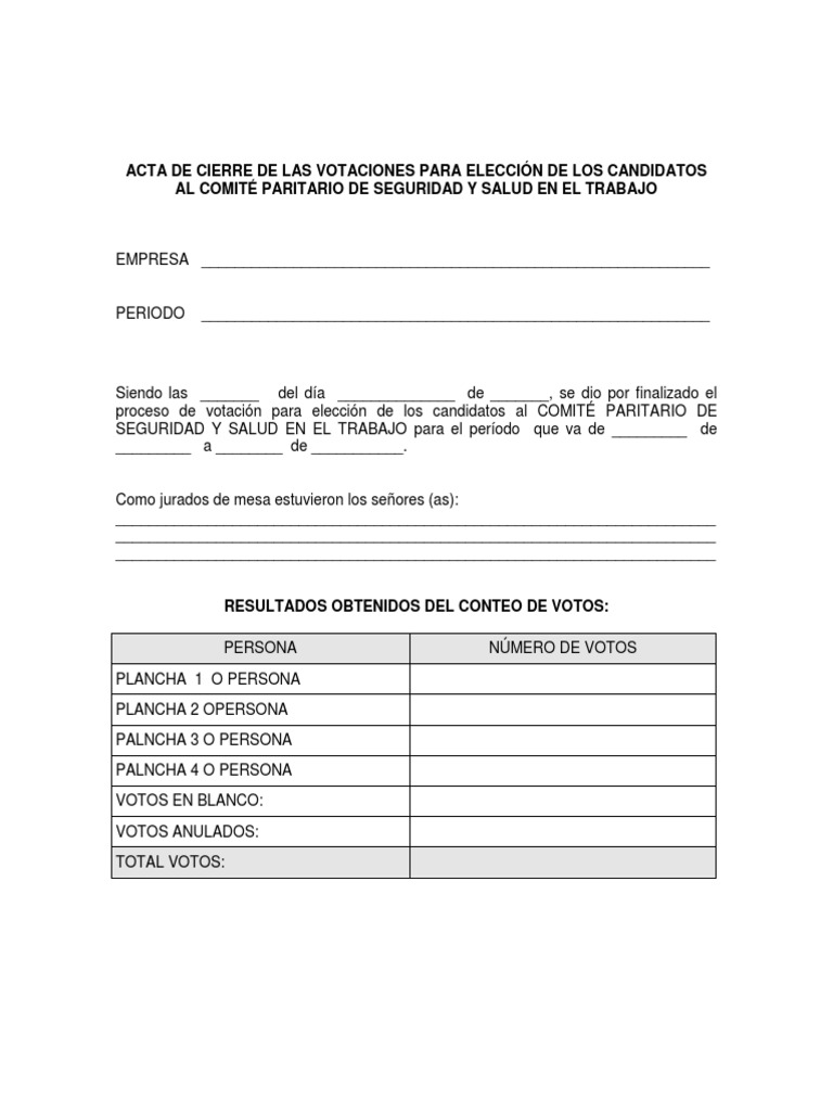 Acta de Cierre de Elecciones Paritarias | PDF | Elecciones | Votación