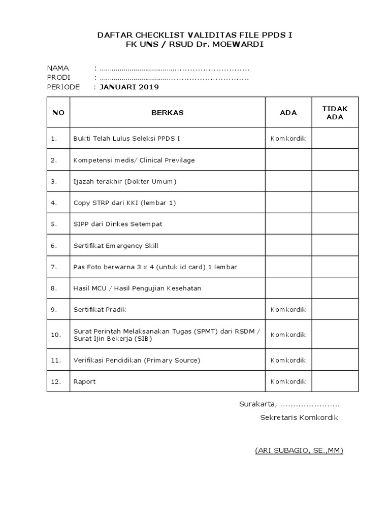 Blanko Checklist | PDF