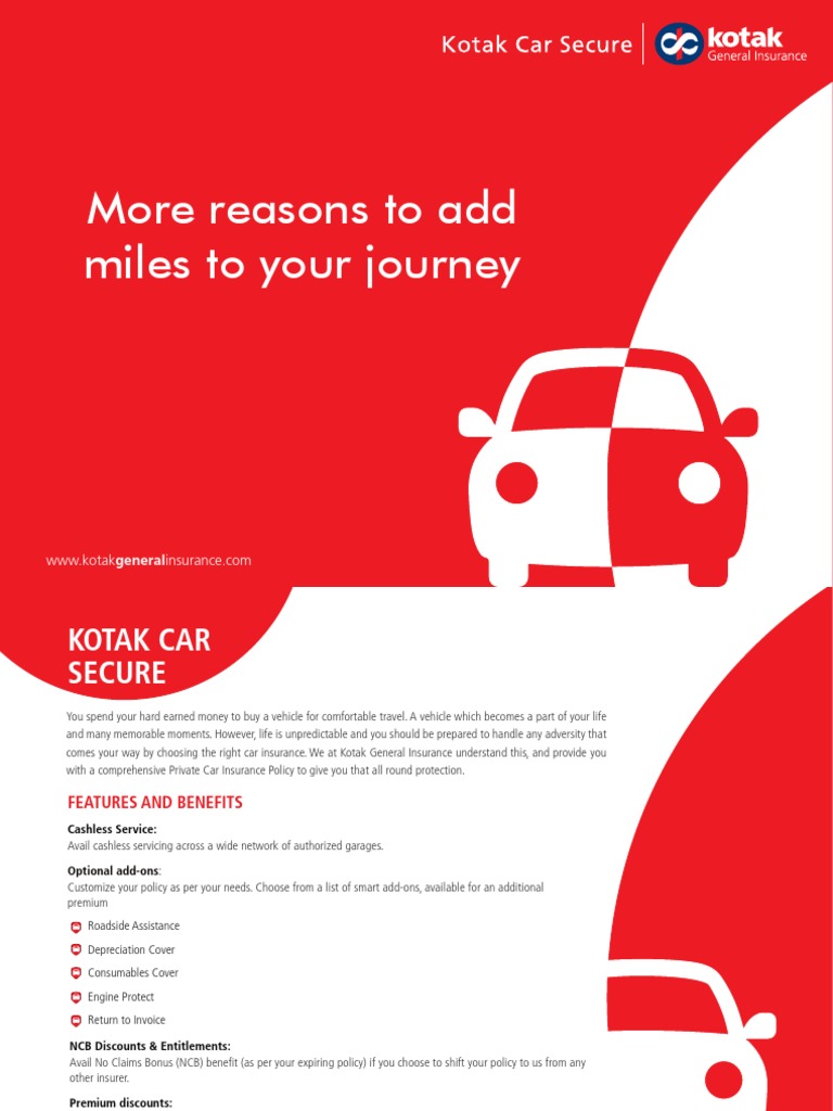 Kotak Car Secure Brochure 16052018 | PDF | Vehicle Insurance | Insurance