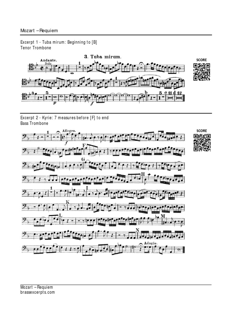 Mozart Requiem Excerpt 1 Tuba Mirum Beginning To (B) Tenor