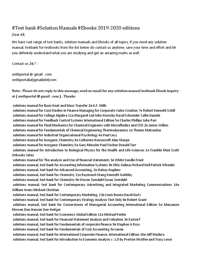 #Test Bank #Solution Manuals #Ebooks 2019-2020 Editions | PDF ...