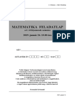 Matematika Feladatlap: 2019. Január 24. 15:00 Óra