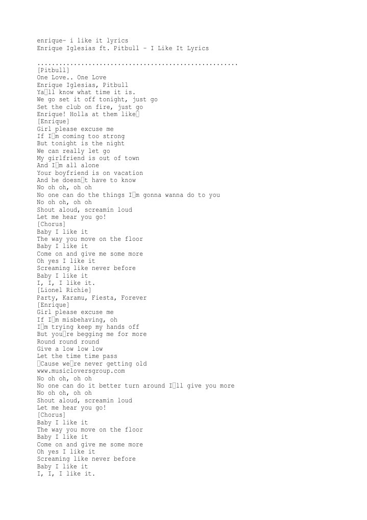 Enrique I Likeit Pdf American Musicians Songs Written