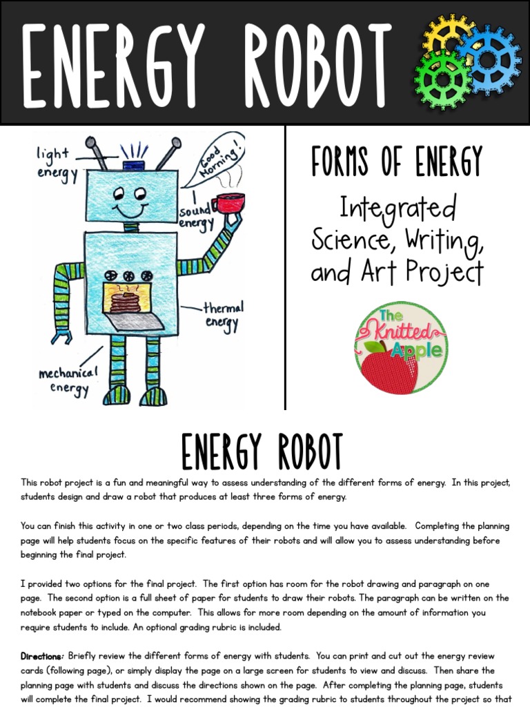 Forms of Energy Robot Project Rubric (Academic) Paragraph