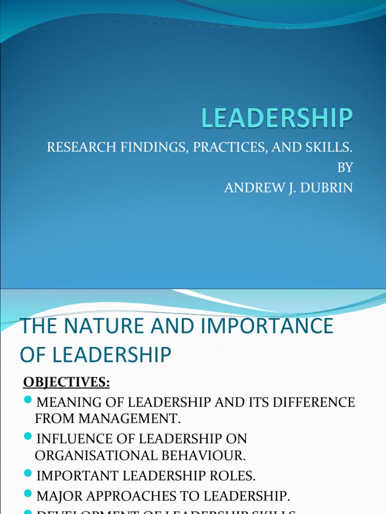 Nature and Importance of Leadership | PDF | Leadership | Control ...