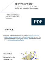 Infrastructure: - Transport/Road - Public Transport - Utilities