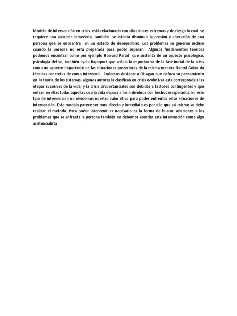 Intervención en Crisis: Modelos y Teorías | PDF | Crecimiento personal ...