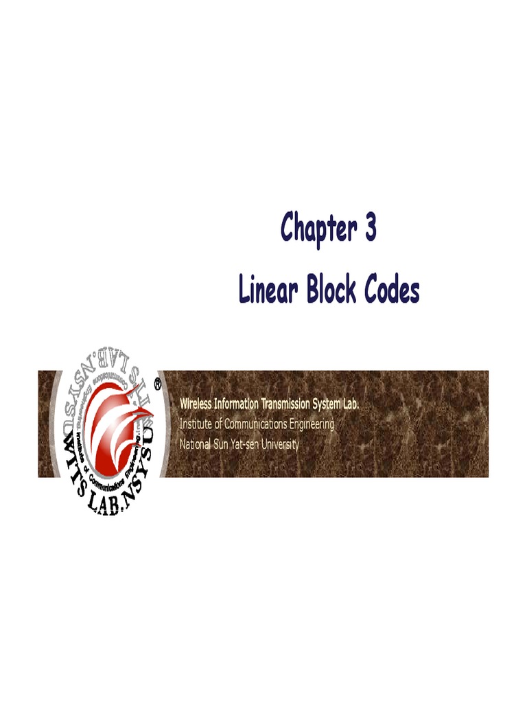 CC 03 Linear Block Code | PDF | Error Detection And Correction | Matrix ...