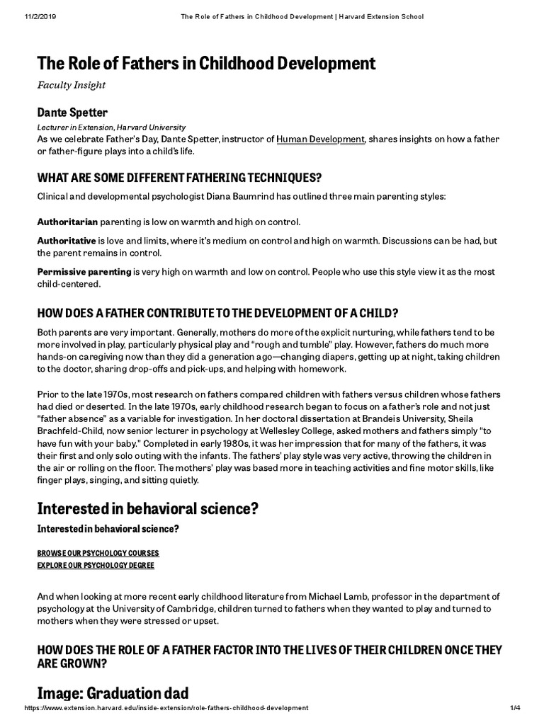 The Role of Fathers in Childhood Development | PDF | Parenting ...