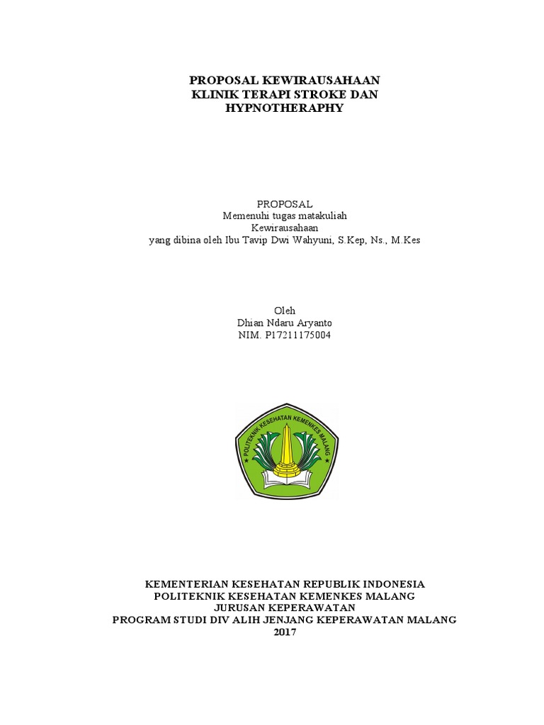 Proposal Kewirausahaan Klinik Terapi Stroke Dan Hypnotheraphy