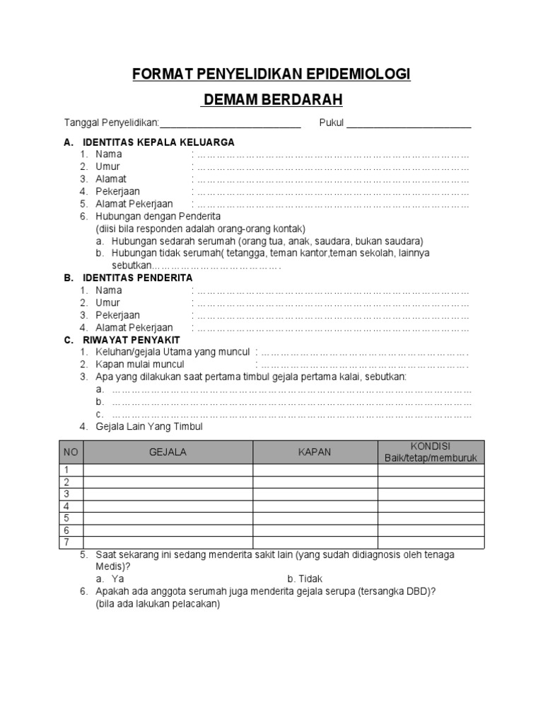 Format Penyelidikan DBD Epidemiologi | PDF