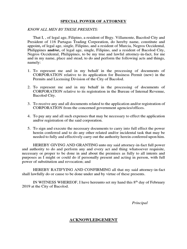 Special Power of Attorney to Process | Power Of Attorney | Virtue